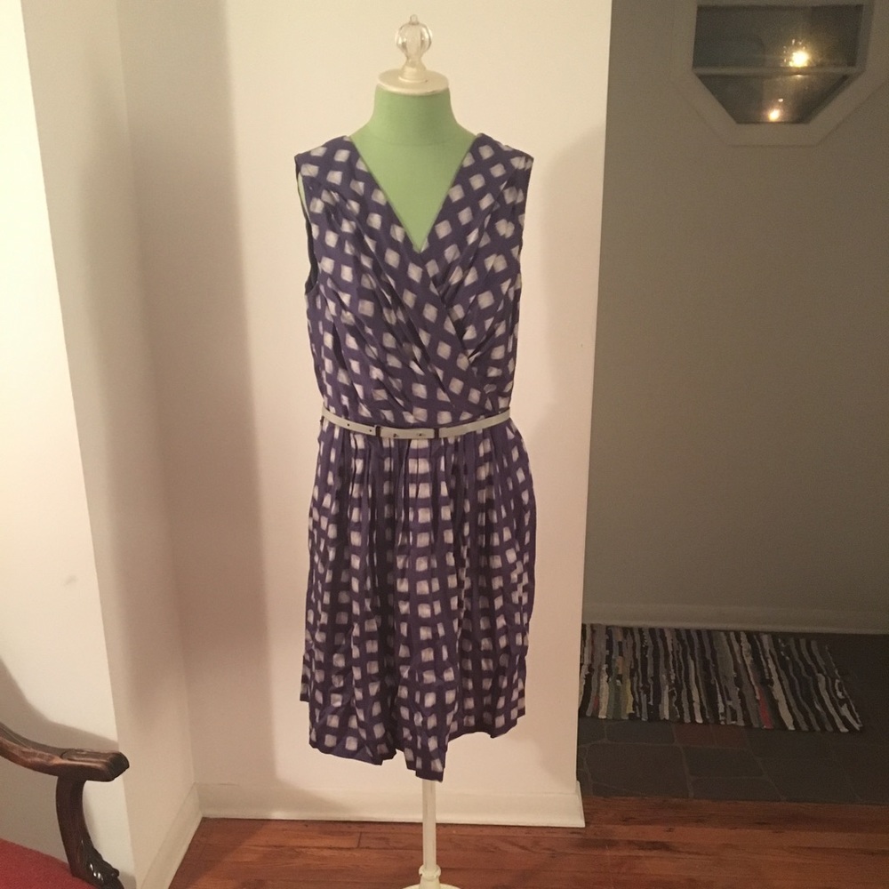 Blue and white patterned Fit and Flare dress